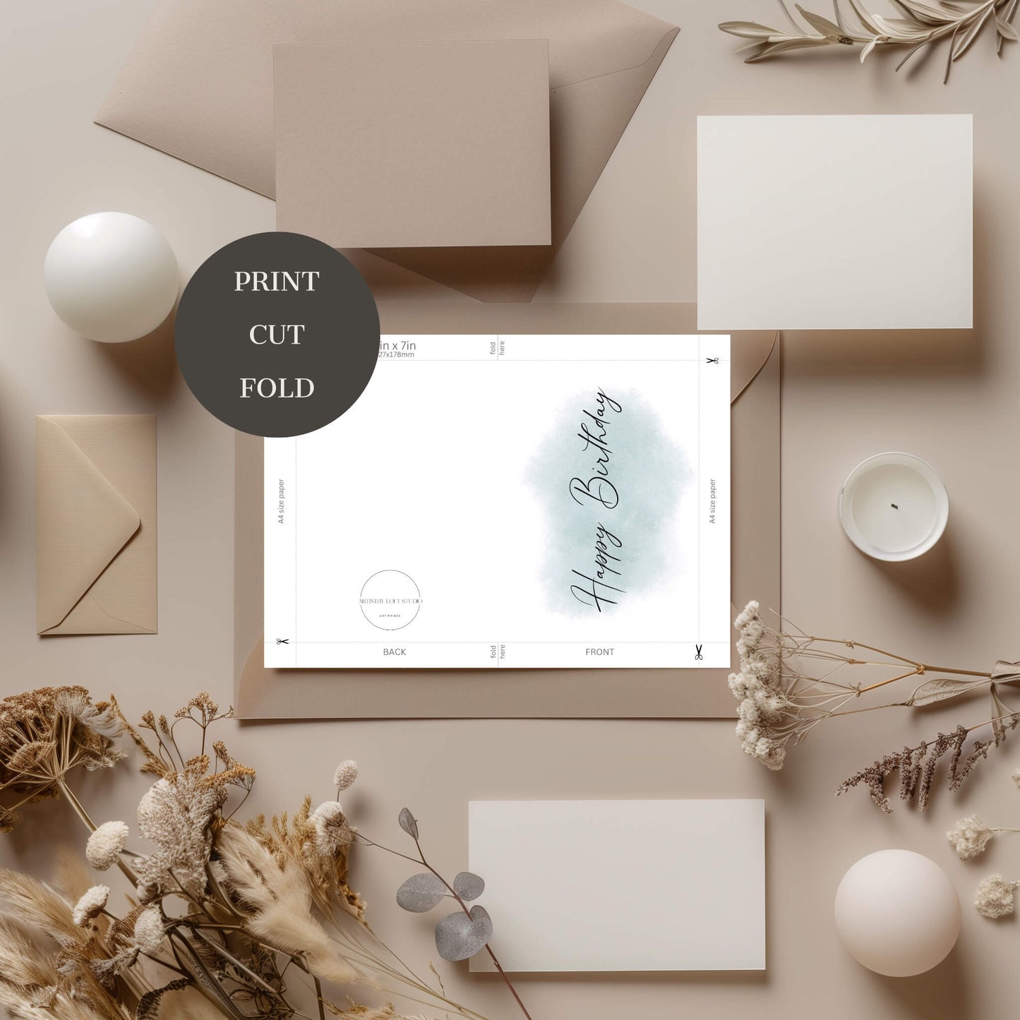 Watercolor Style Birthday Card