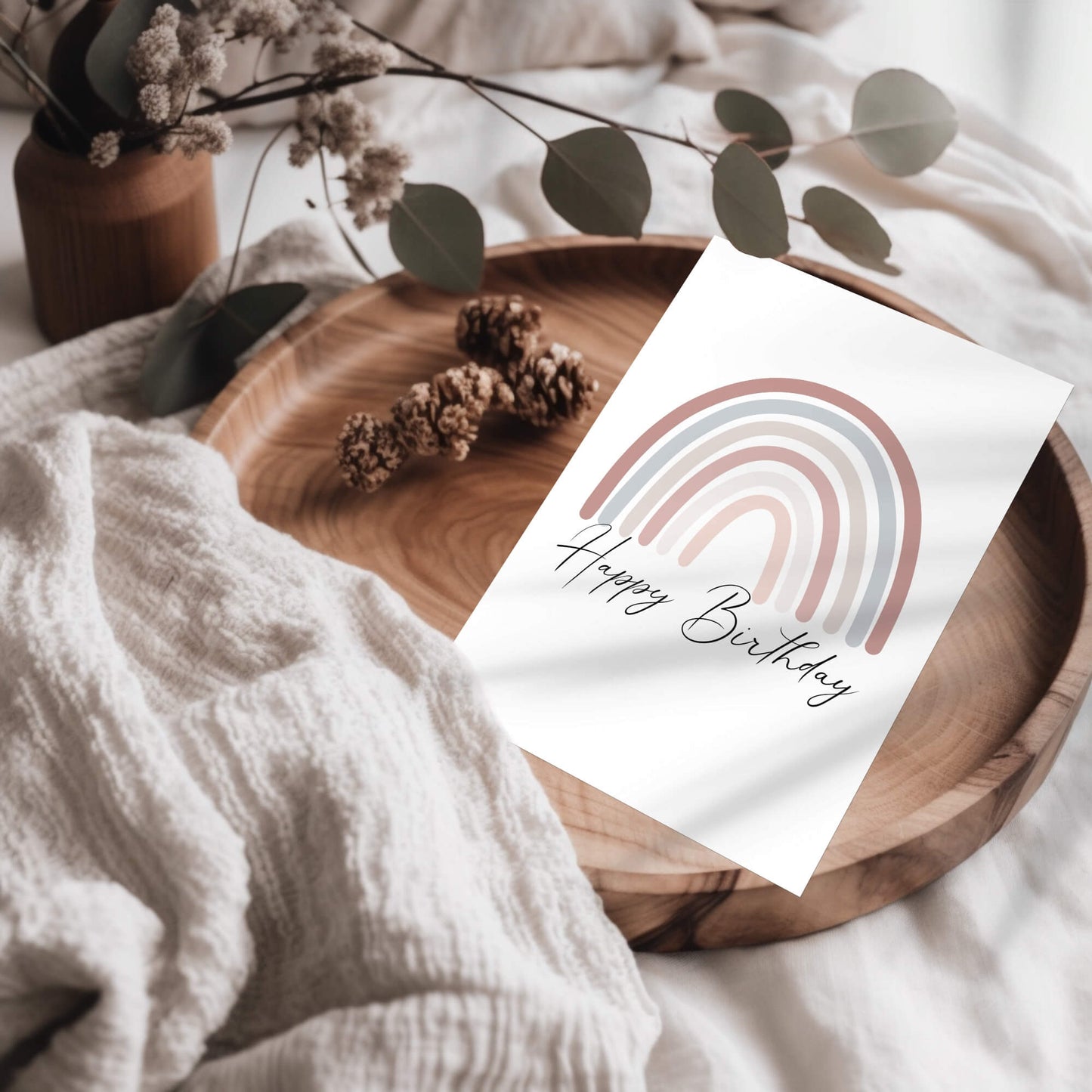 Minimalist Printable Rainbow Birthday Card