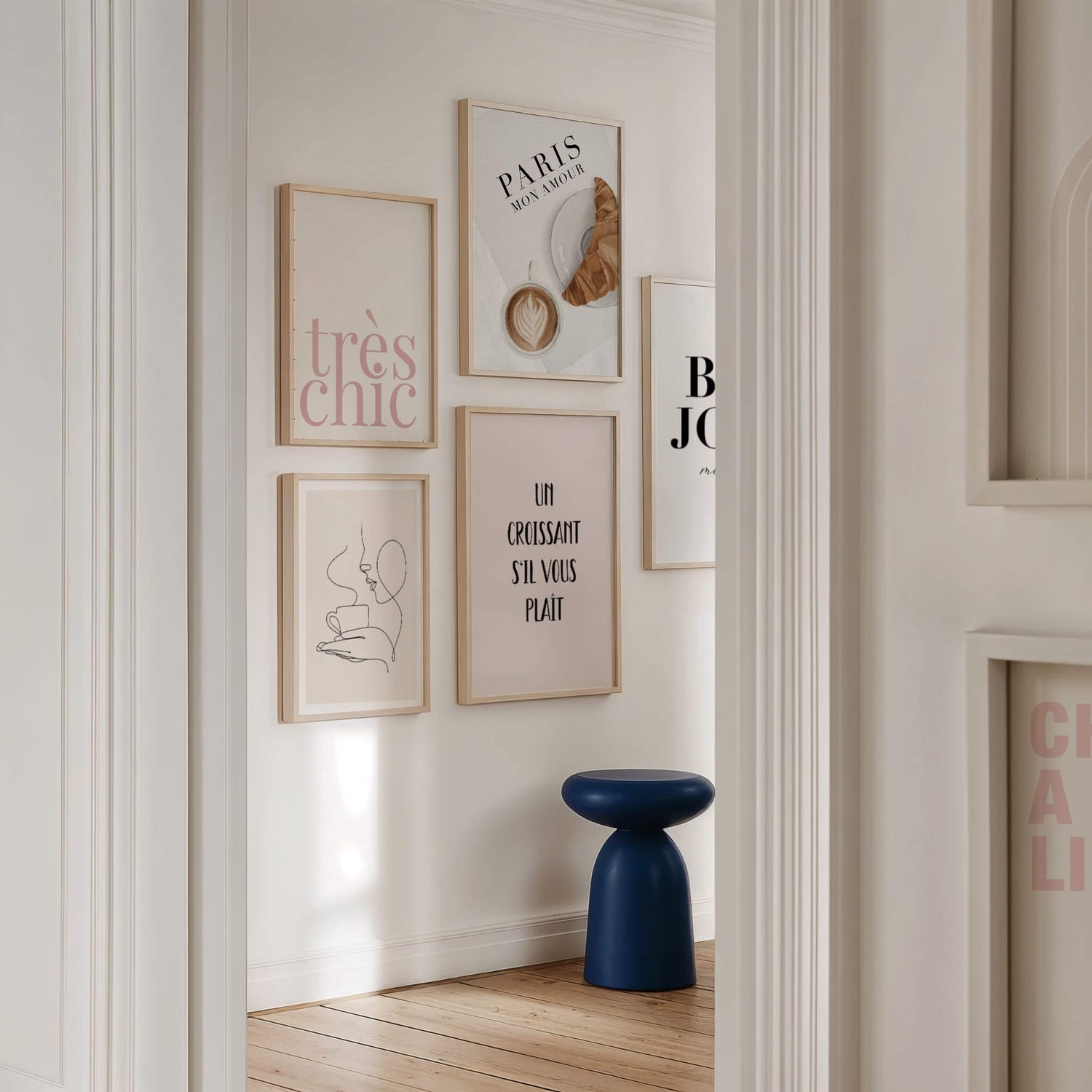 Chic Parisian Entryway Gallery Wall