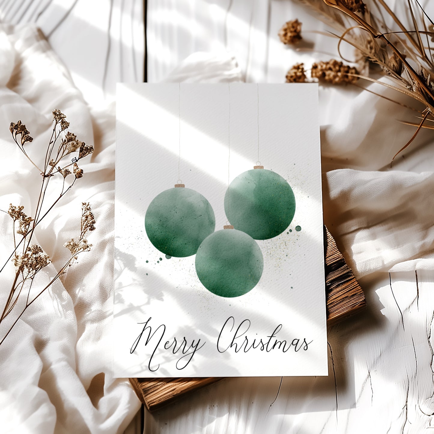 Druckbare Weihnachtskarte - Ornament Aquarell Design