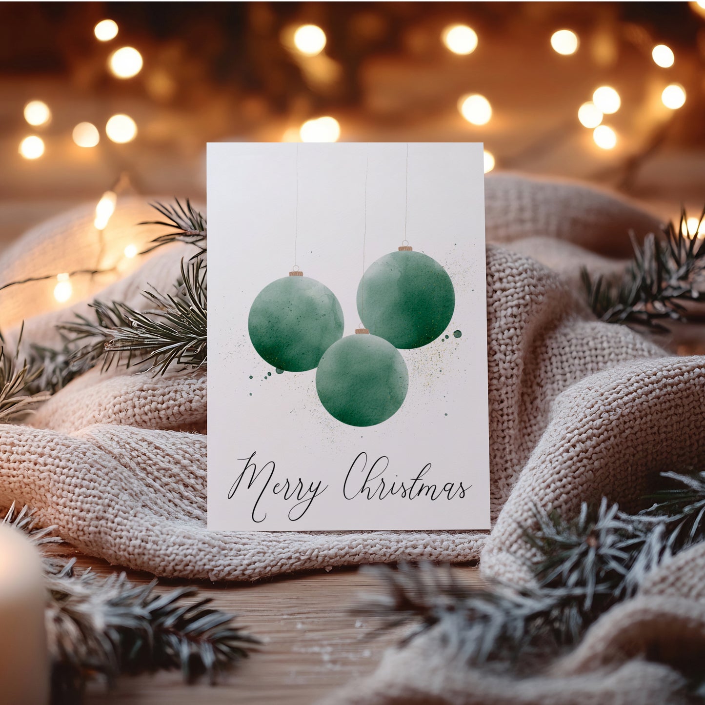 Druckbare Weihnachtskarte - Ornament Aquarell Design