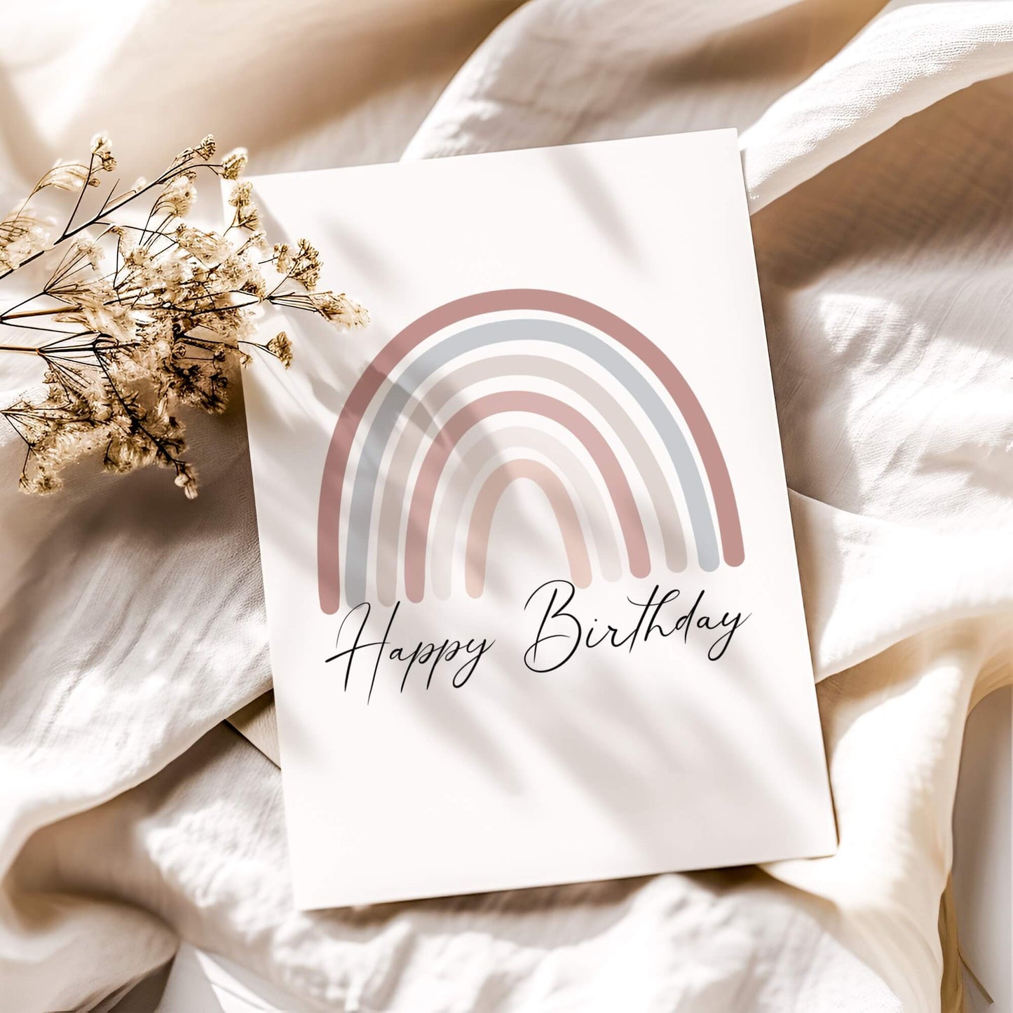 Minimalist Printable Rainbow Birthday Card