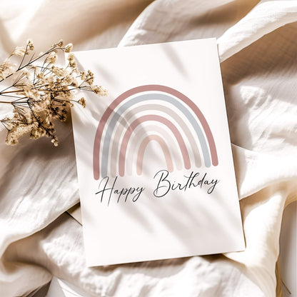 Minimalist Printable Rainbow Birthday Card