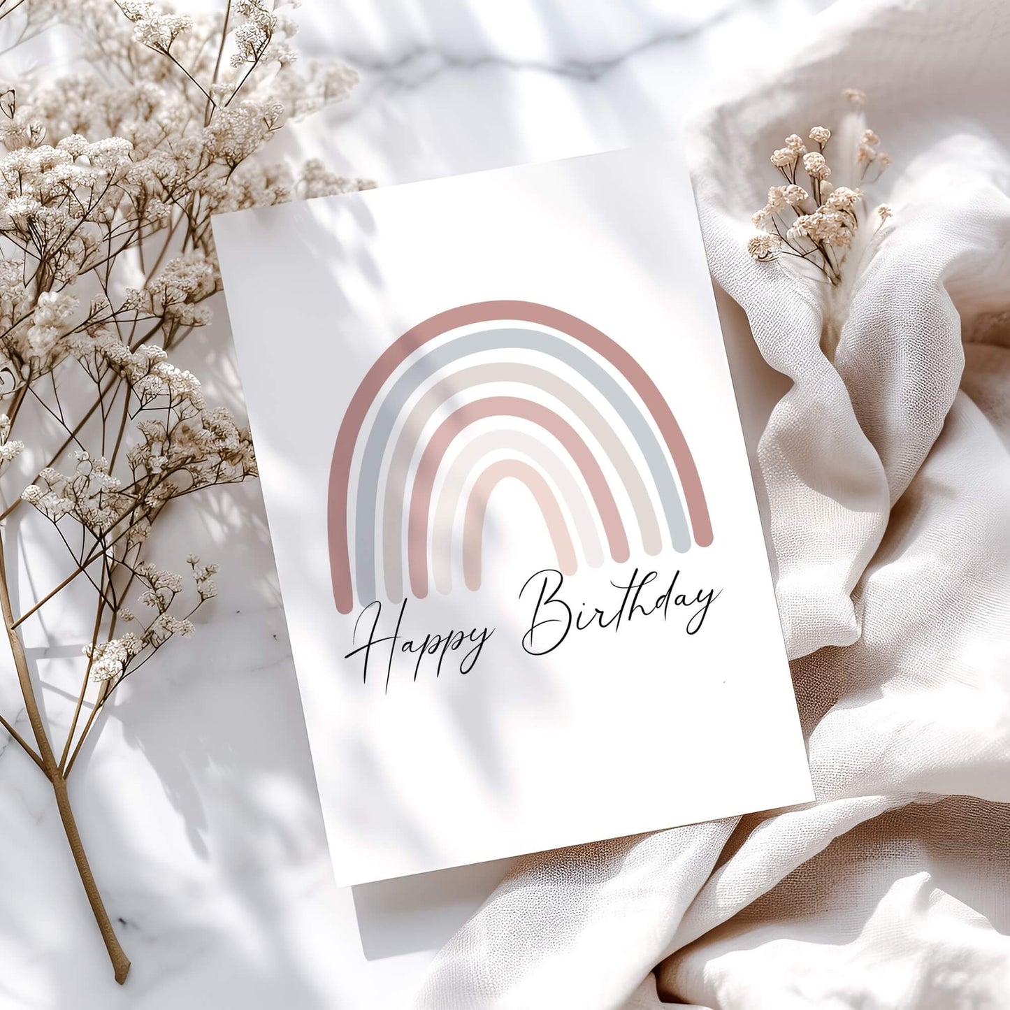 Minimalist Printable Rainbow Birthday Card
