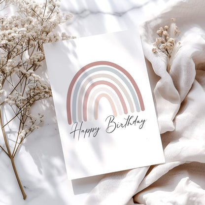 Minimalist Printable Rainbow Birthday Card