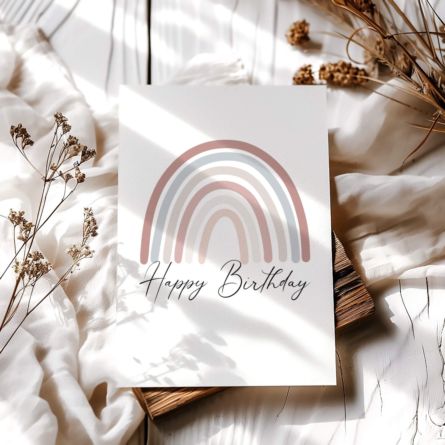 Minimalist Printable Rainbow Birthday Card