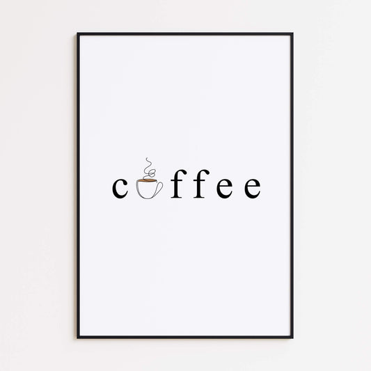Kaffee Kunst - Druckbares Kunstwerk - Eleganter "Kaffee" Schriftzug