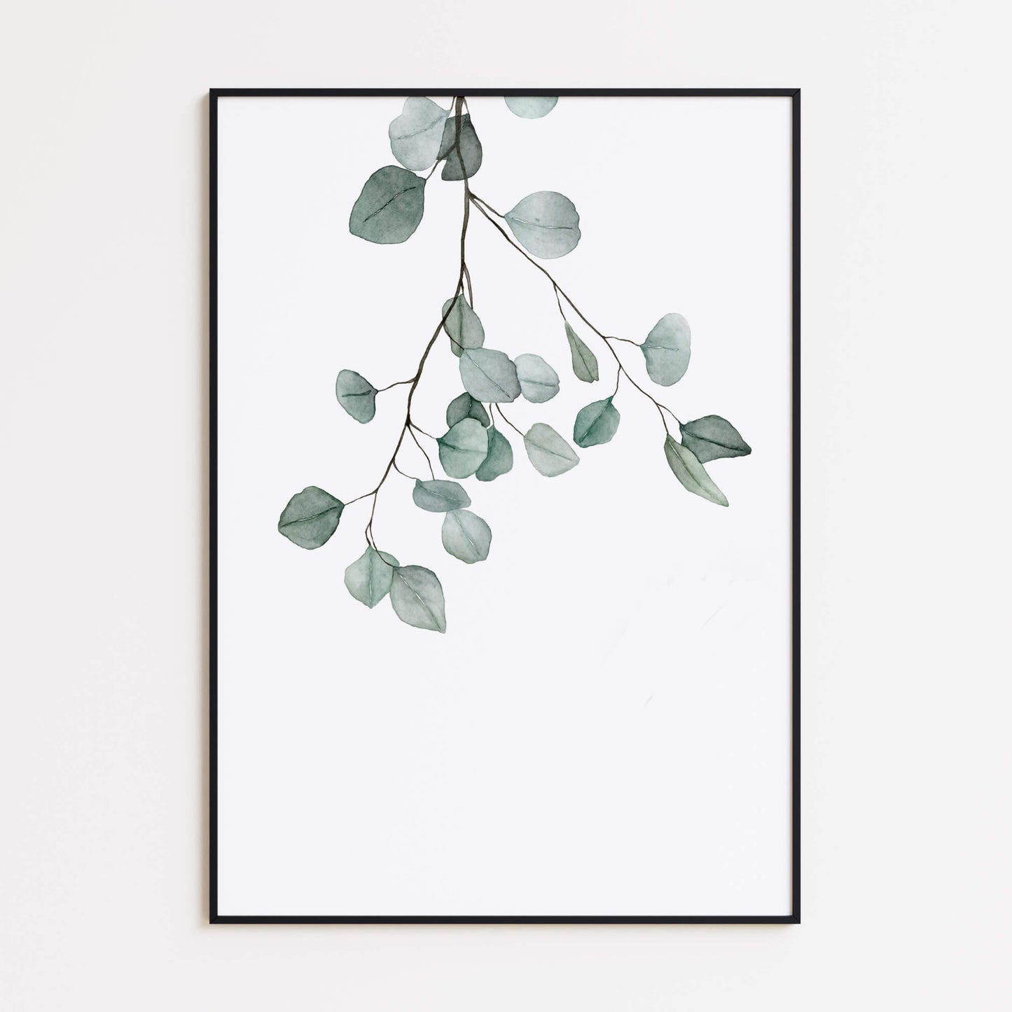 Botanische Wandkunst zum Ausdrucken – Aquarell Eukalyptus Zweig