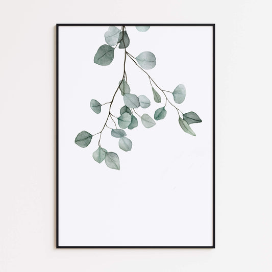 Botanische Wandkunst zum Ausdrucken – Aquarell Eukalyptus Zweig