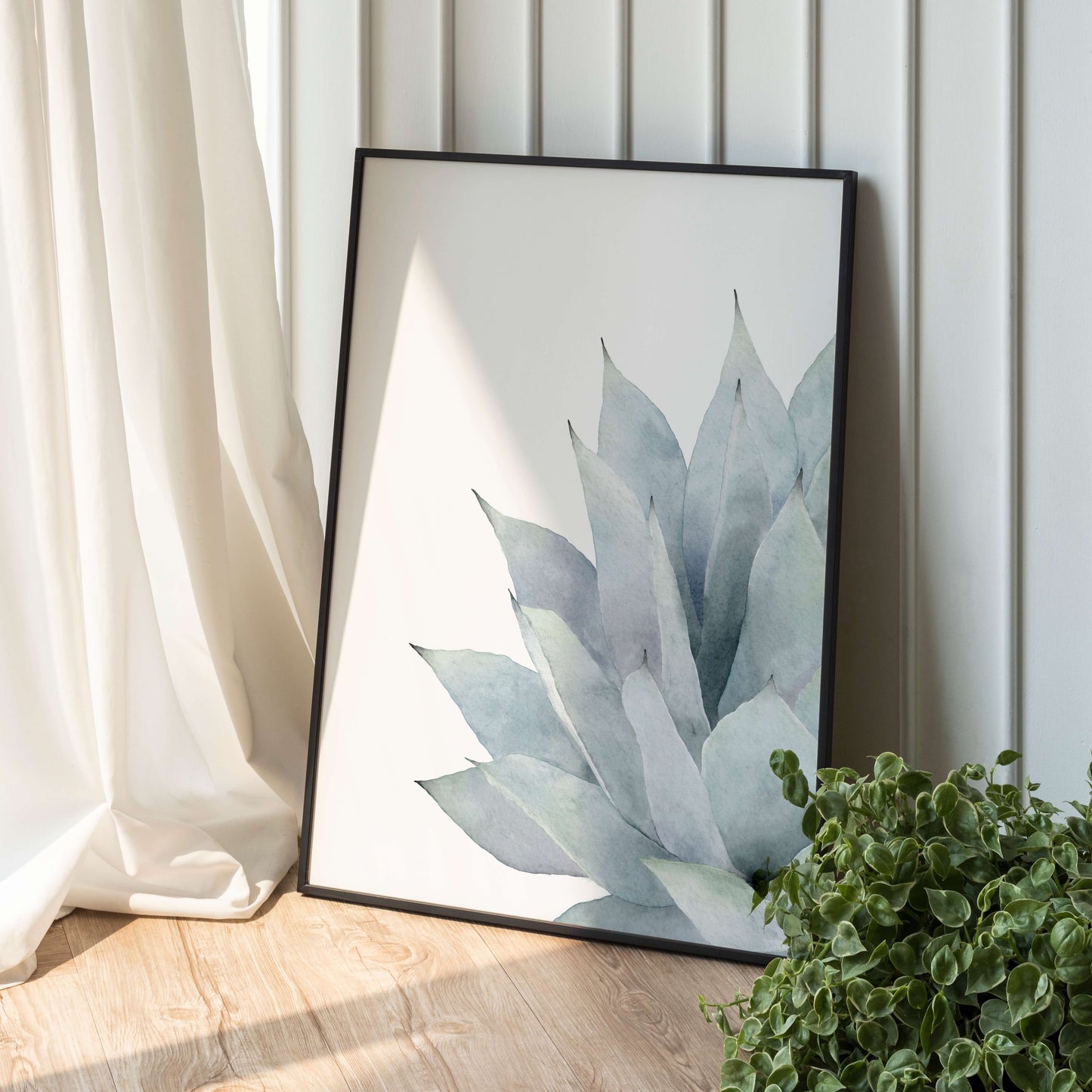 Sukkulente im Aquarellstil - Kunstdruck zum Downloaden