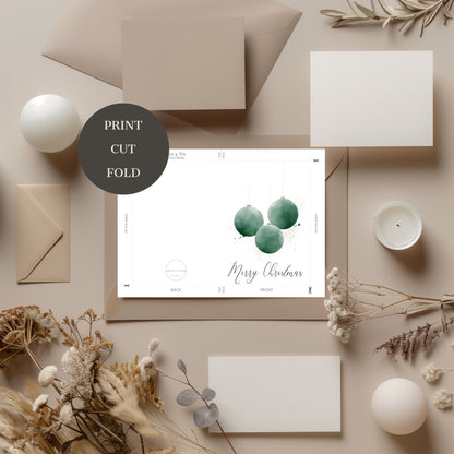 Druckbare Weihnachtskarte - Ornament Aquarell Design