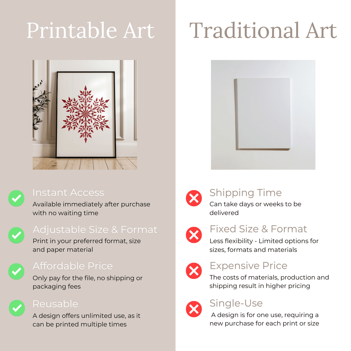 Elegante Schneeflocke – Druckbare Wandkunst