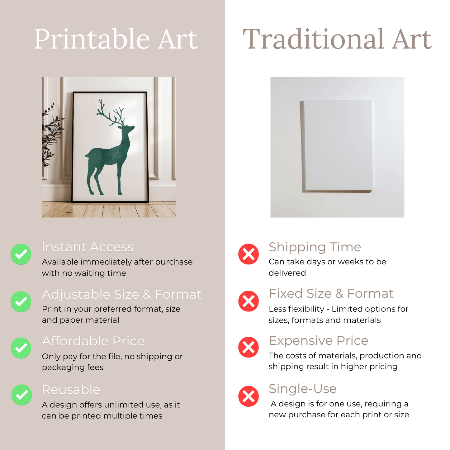 Minimalistische Hirschkunst - Druckbare Wandkunst