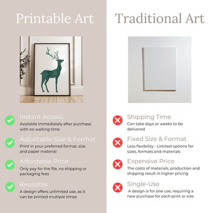 Minimalistische Hirschkunst - Druckbare Wandkunst
