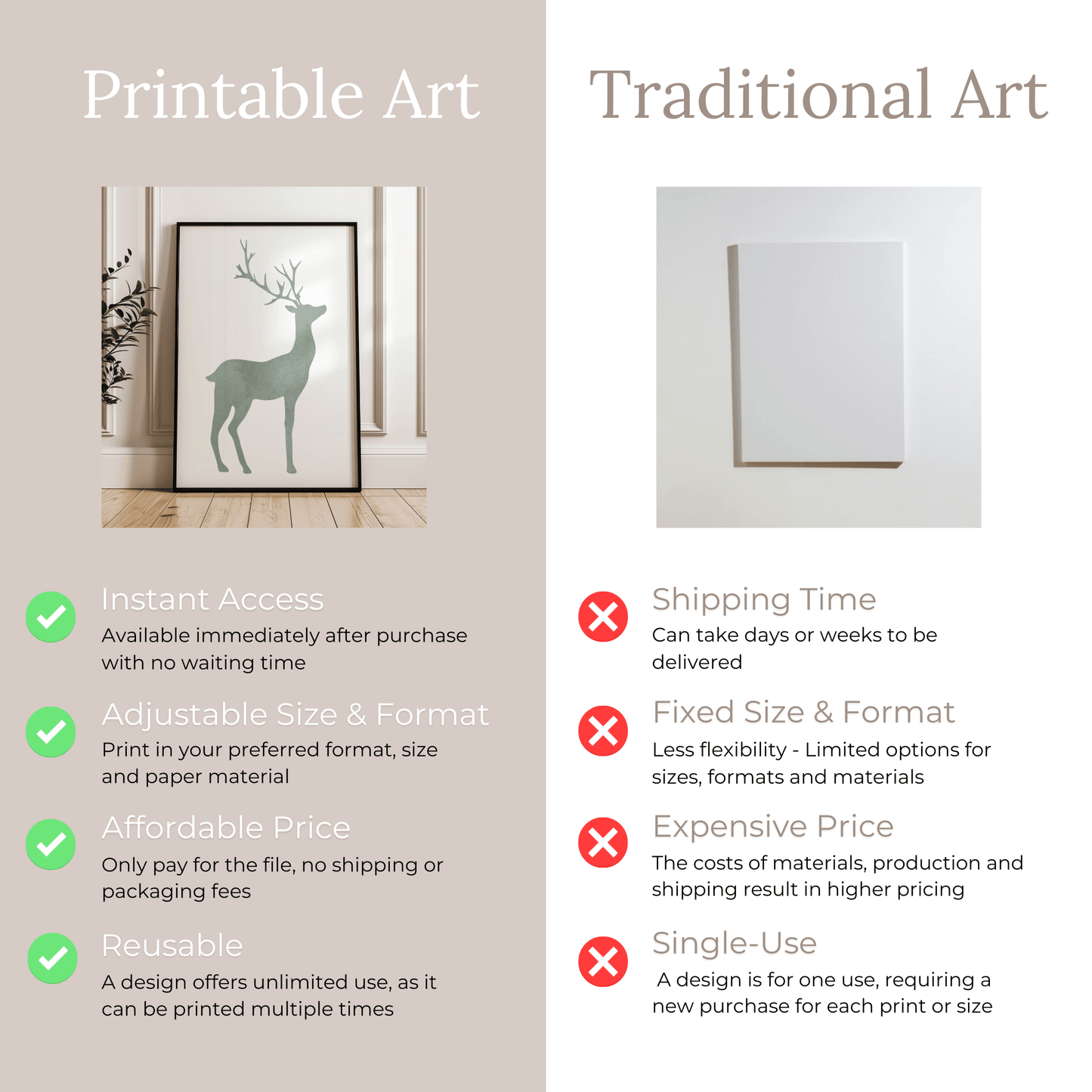Minimalistische Hirschkunst - Druckbare Wandkunst