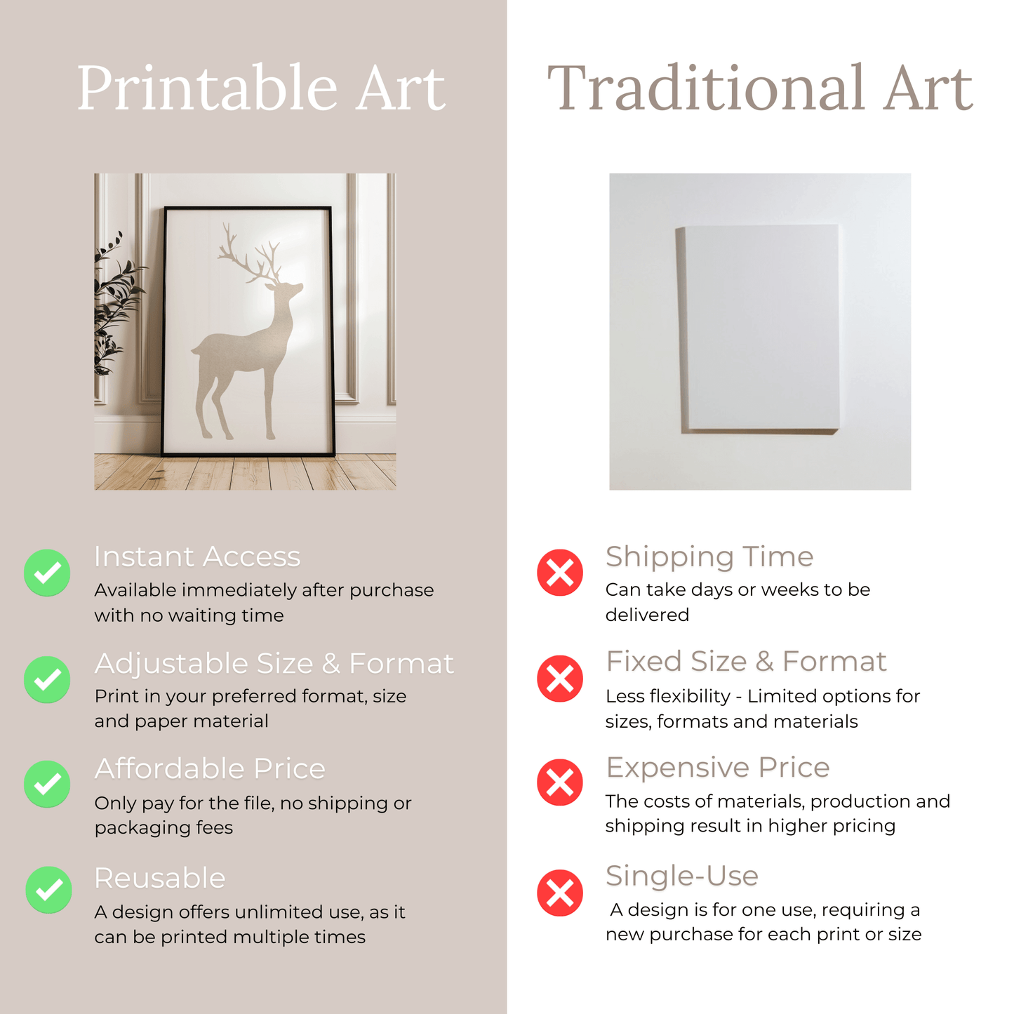 Minimalistische Hirschkunst - Druckbare Wandkunst