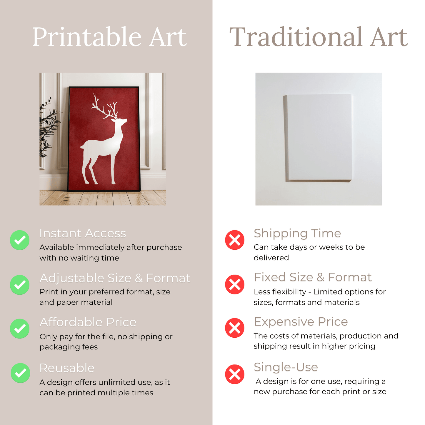 Minimalistische Hirsch Silhouette - druckbare Wandkunst