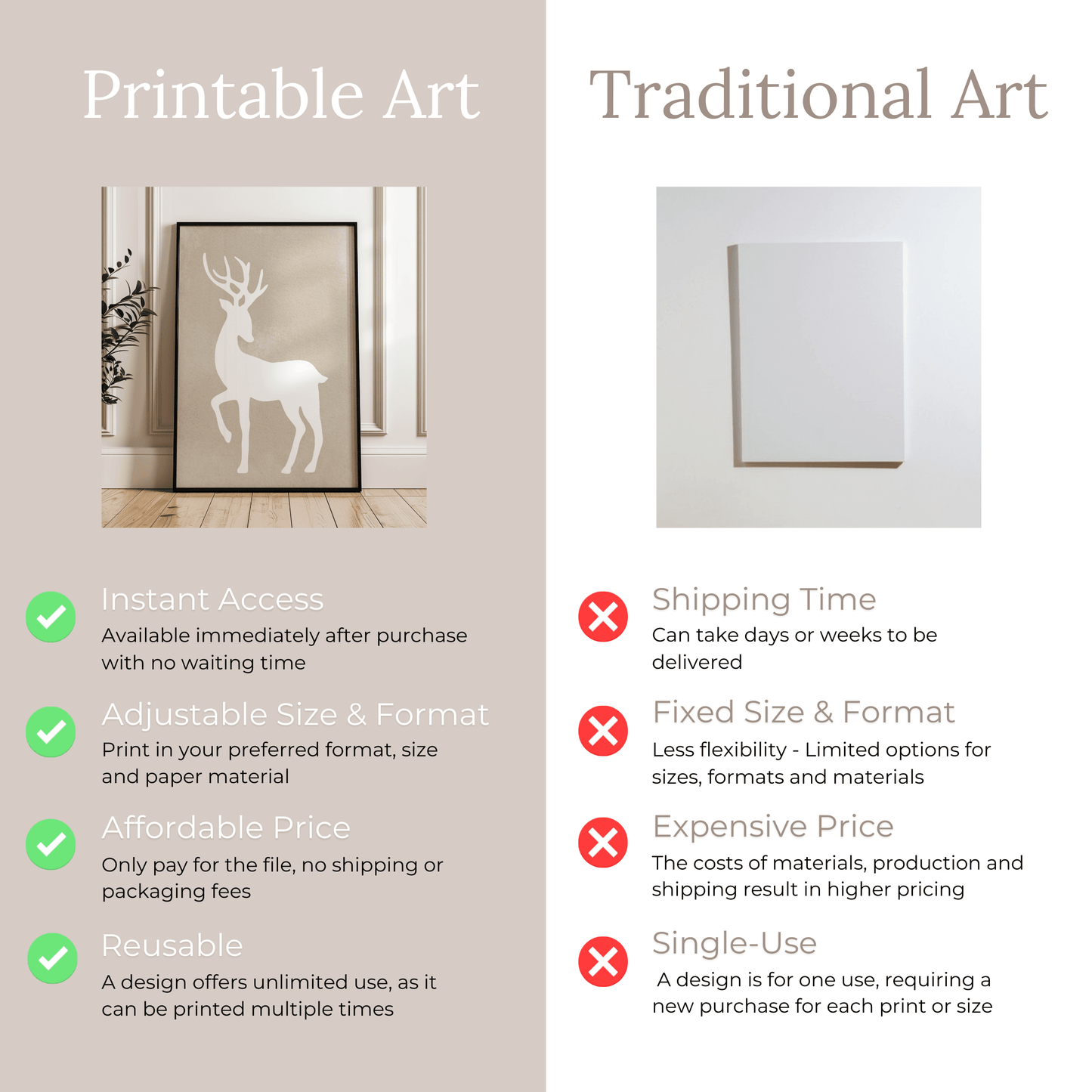 Minimalistische nordische Hirsch Silhouette - druckbare Wandkunst