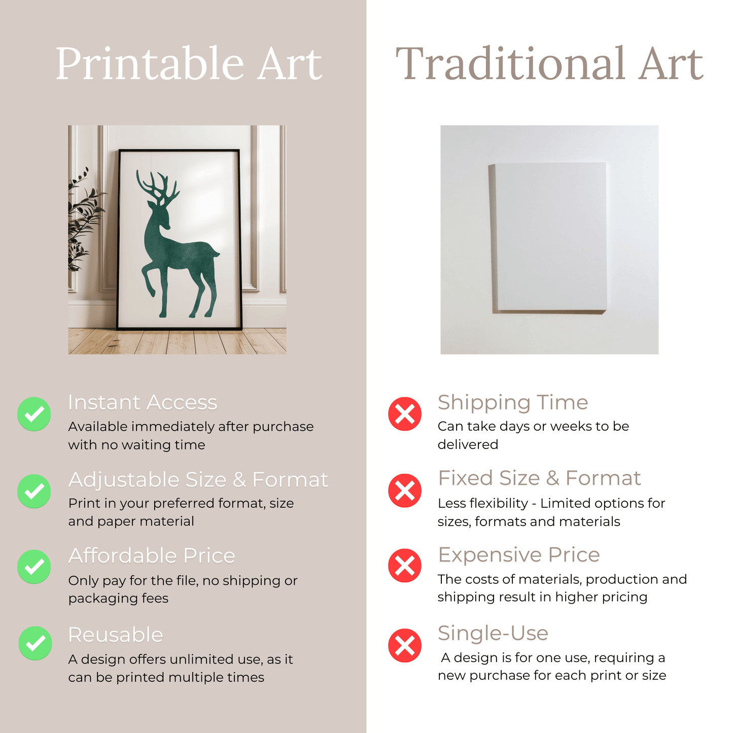 Minimalist Nordic Deer Art - Printable Wall Art