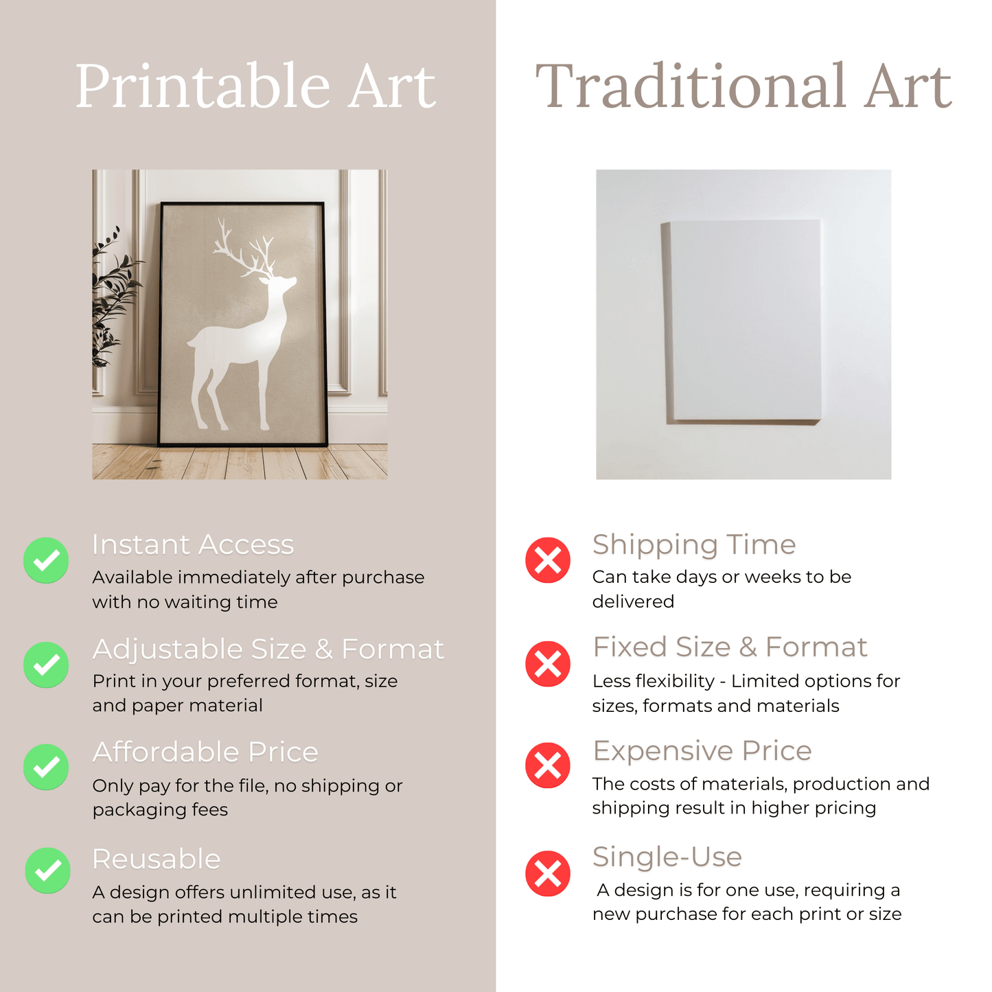 Minimalistische Hirsch Silhouette - druckbare Wandkunst