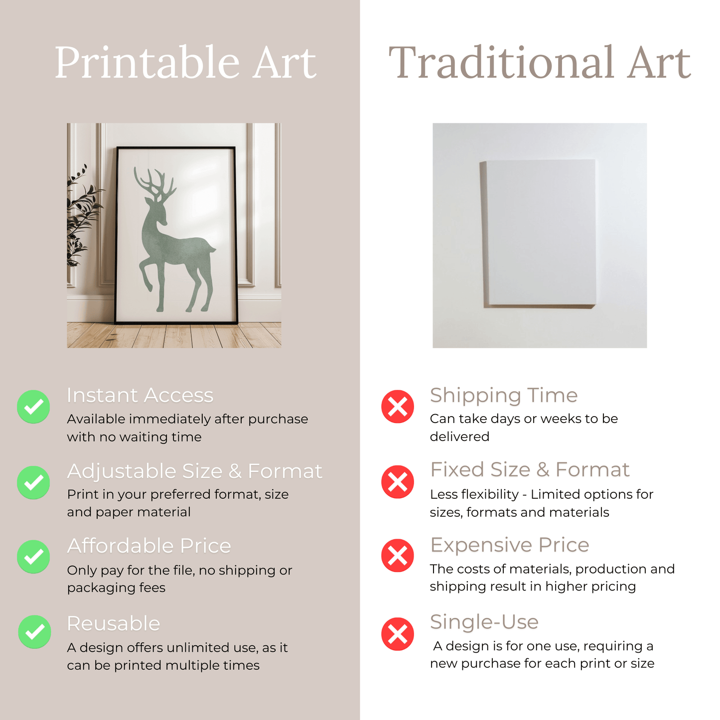 Minimalist Nordic Deer Art - Printable Wall Art