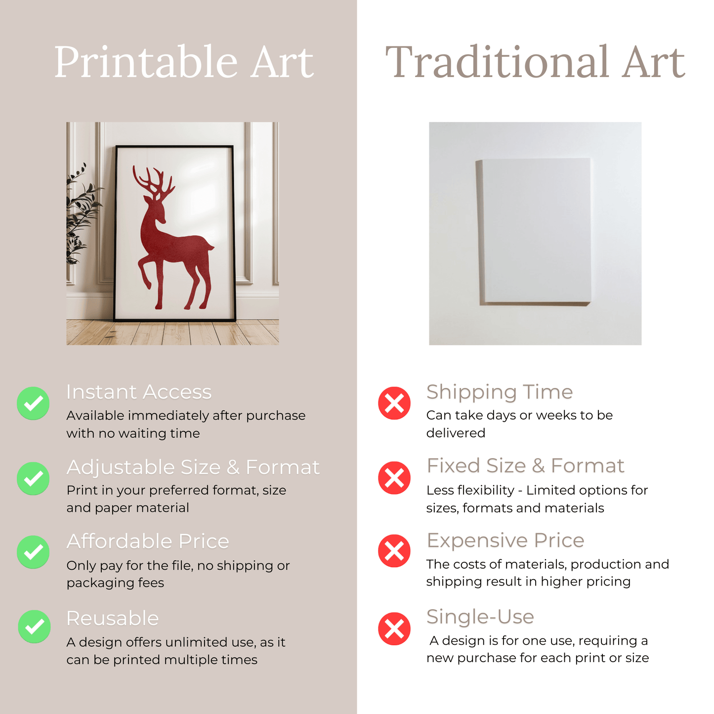 Minimalist Nordic Deer Art - Printable Wall Art